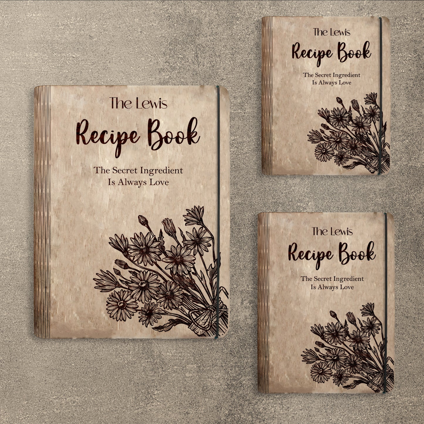 Floral Vintage Recipe Book SVG Cookbook Cover for LightBurn and xTool
