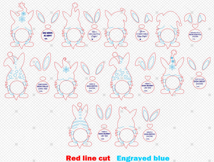 Playful Bunny Gnome Easter Sign SVG Bundle 8 Designs for LightBurn and xTool