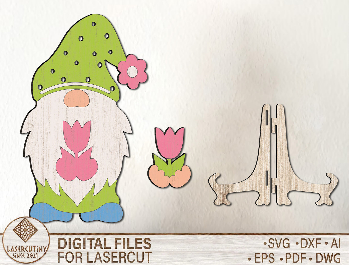 Gnome Flower Holder SVG Mother's Day Display for Glowforge