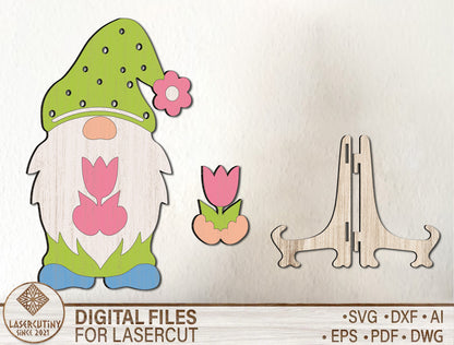 Gnome Flower Holder SVG Mother's Day Display for Glowforge