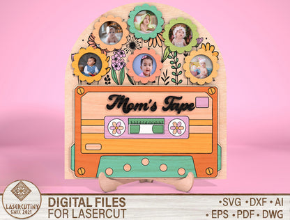 Mom Cassette Tape Photo Frame SVG for xTool and LightBurn