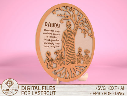 Dad Tree of Life Wooden Sign SVG for Glowforge and xTool