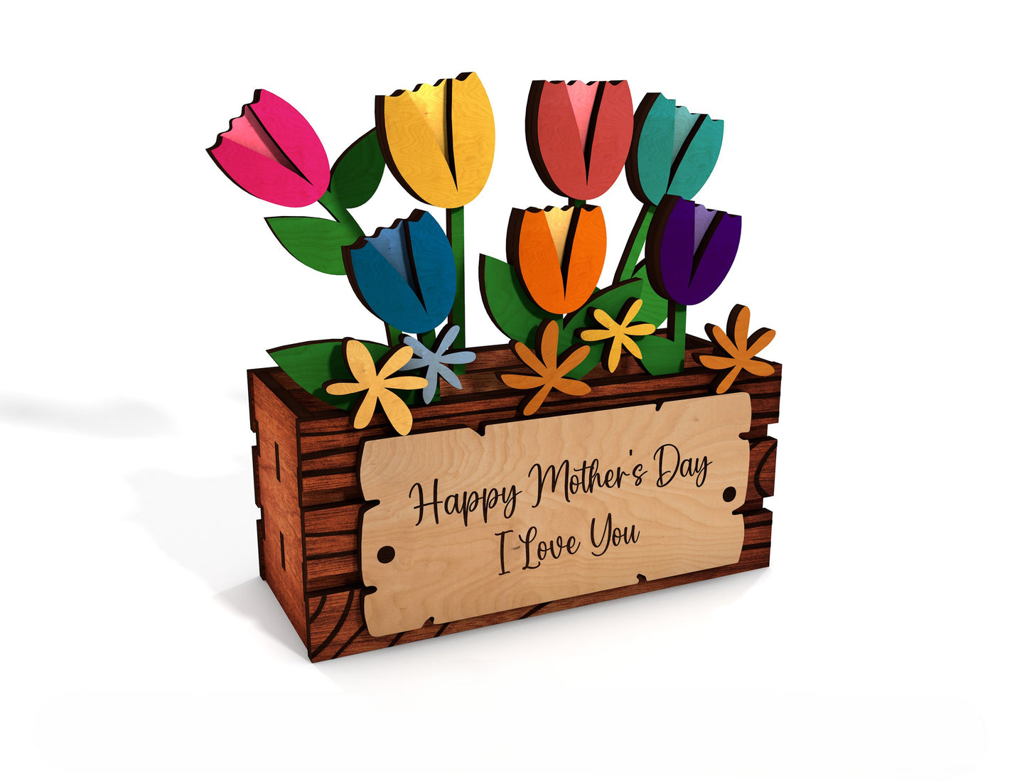 Mother's Day Easter Flower Box SVG Standing Decor for LightBurn