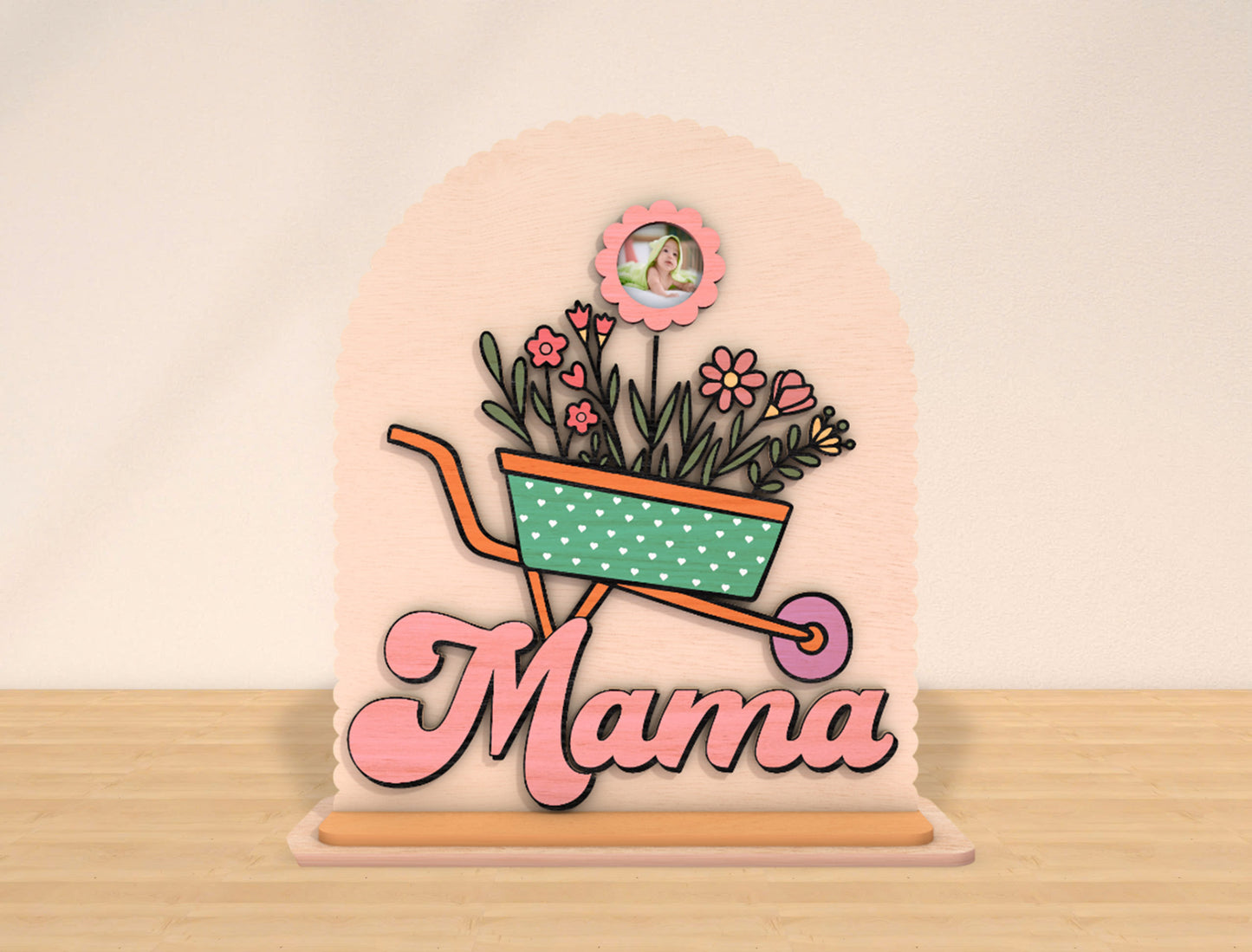Mama Wheelbarrow Flower Photo Frame SVG Bundle for Glowforge and xTool