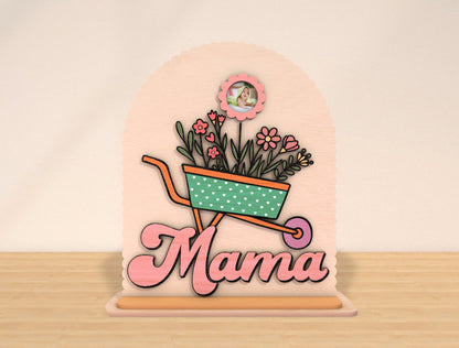 Mama Wheelbarrow Flower Photo Frame SVG Bundle for Glowforge and xTool