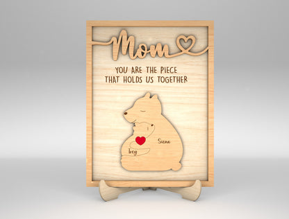 Mommy Bear Custom Name Family Sign SVG for xTool and Glowforge