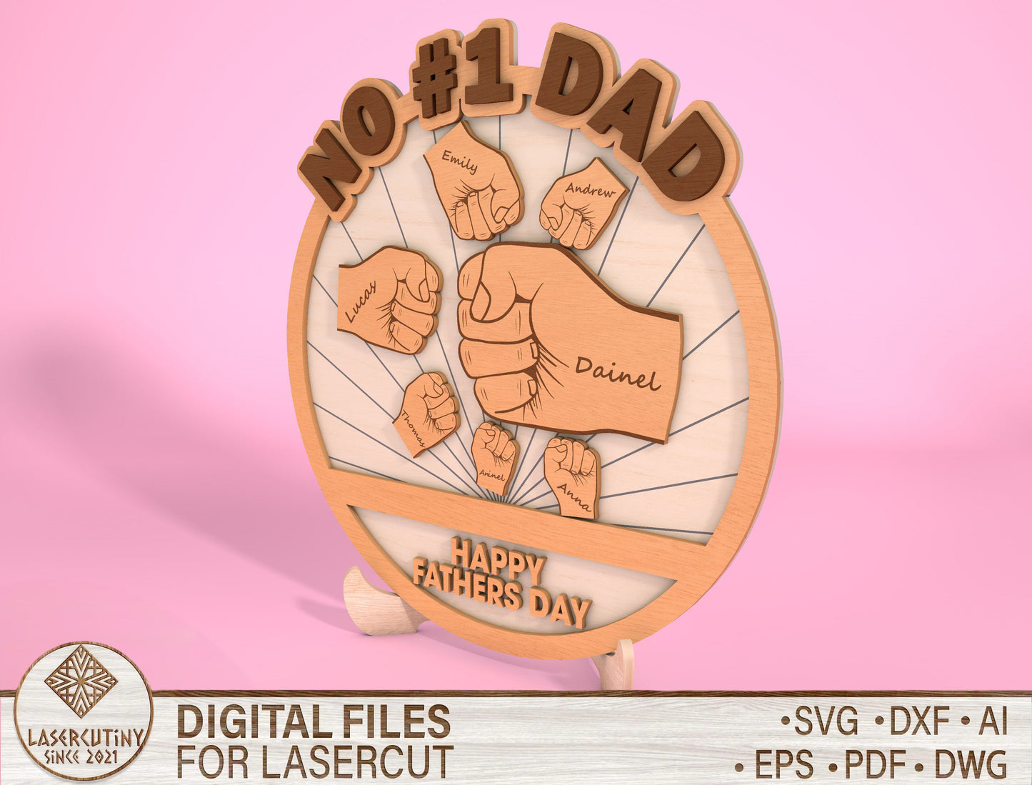 Personalized No 1 Dad Sign SVG Laser Cut File for Glowforge