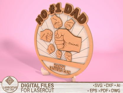 Personalized No 1 Dad Sign SVG Laser Cut File for Glowforge