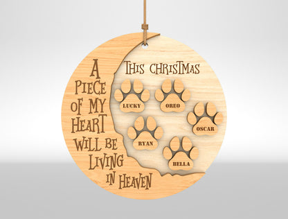 Dog Paw Memorial Christmas Ornament SVG Laser Cut File for LightBurn and xTool