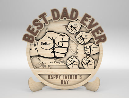 Personalized Best Dad Fist Bump Sign SVG Laser Cut File for Glowforge and xTool