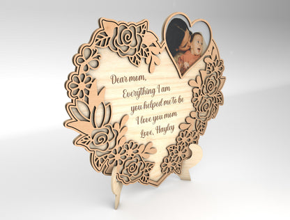 Floral Lace Mother Photo Frame Sign SVG for xTool and LightBurn