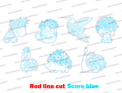 Animal Flower Holder SVG Kids Craft Display for xTool and LightBurn