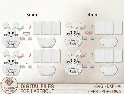 Easter Egg Bunny Basket SVG Spring Candy Holder Wooden for Glowforge and xTool