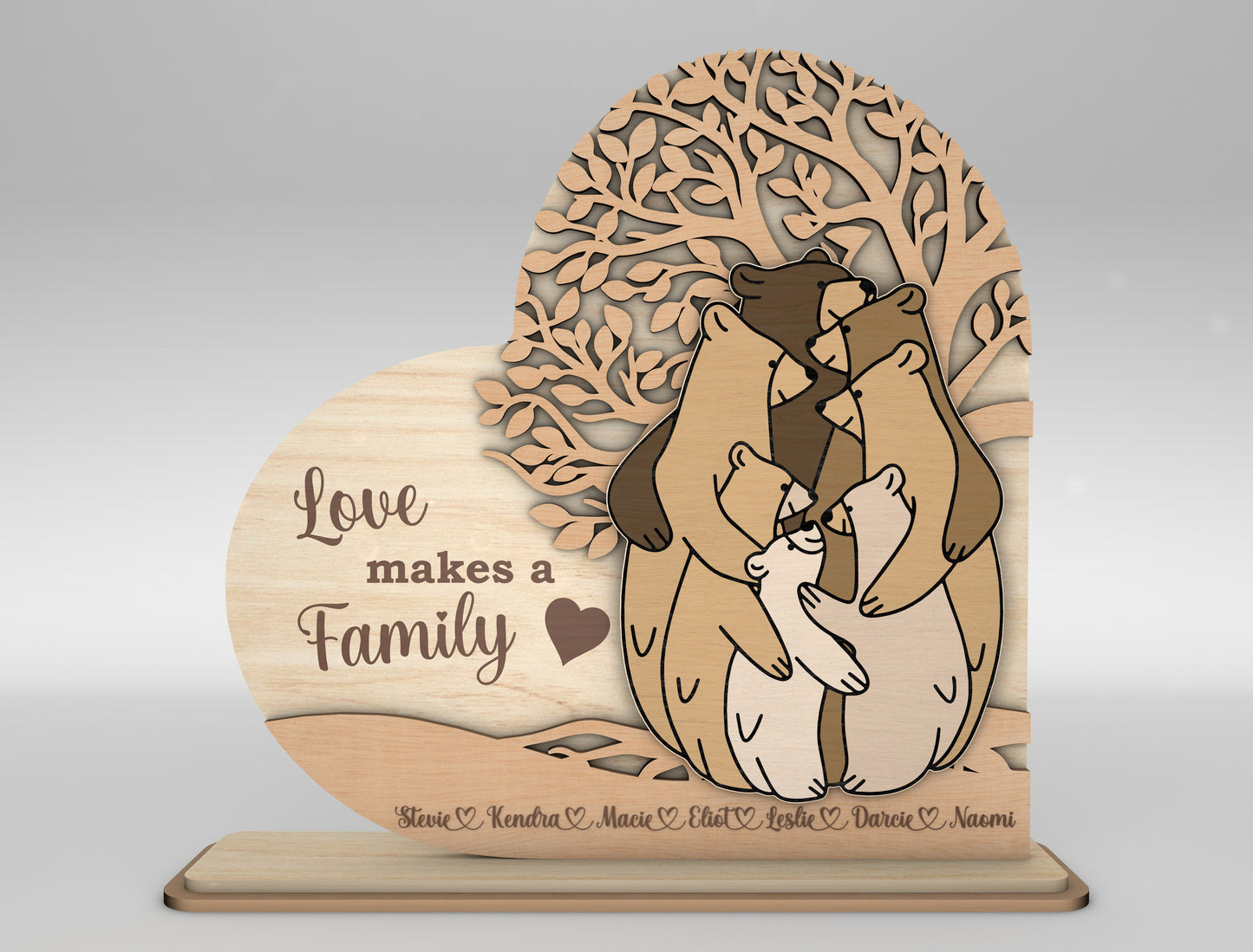 Bear Family Love Makes a Family Sign SVG for Glowforge