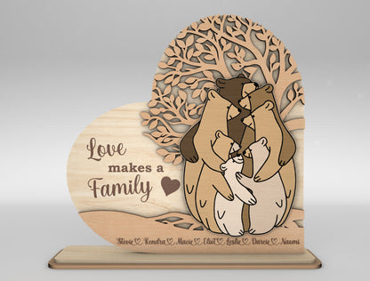 Bear Family Love Makes a Family Sign SVG for Glowforge