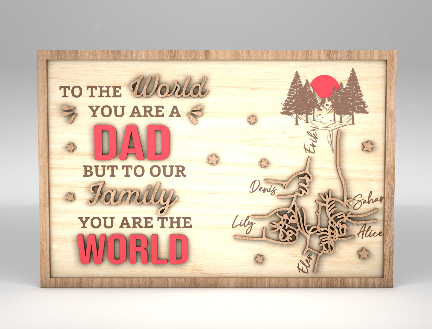Personalized Dad Family Kids Hands Sign SVG Laser Cut File for LightBurn and xTool
