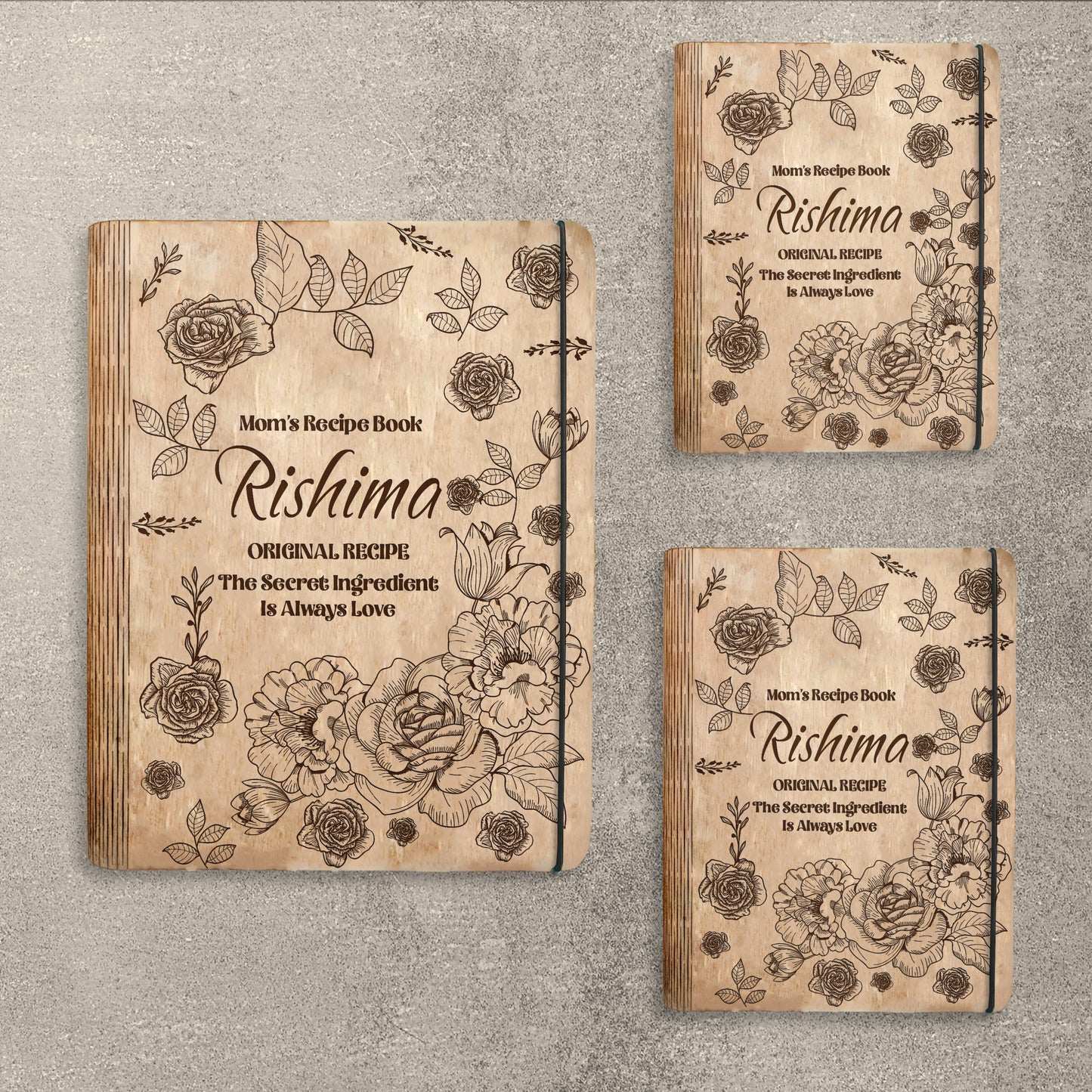 Mom's Recipe Book SVG Heart Food Floral Cookbook for xTool