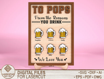 Personalized Dad Beer Sign SVG Bundle for Glowforge and xTool