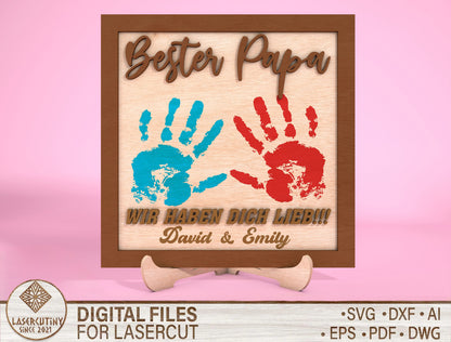Personalized Handprint Papa Sign SVG Laser Cut File for Glowforge and LightBurn