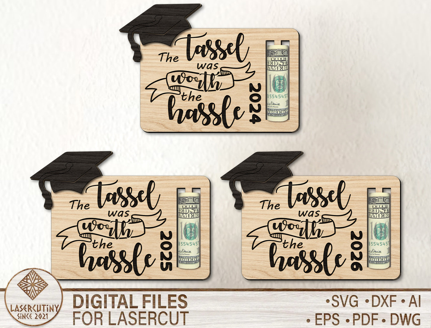 Graduation Money Card SVG Laser Cut File for LightBurn and Glowforge