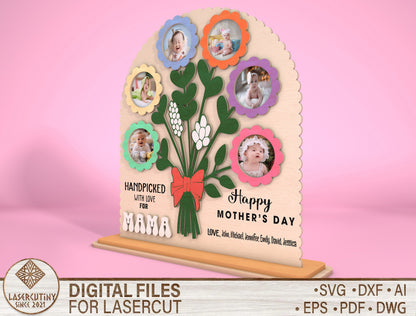 Handpicked With Love Floral Photo Frame SVG for Glowforge and xTool
