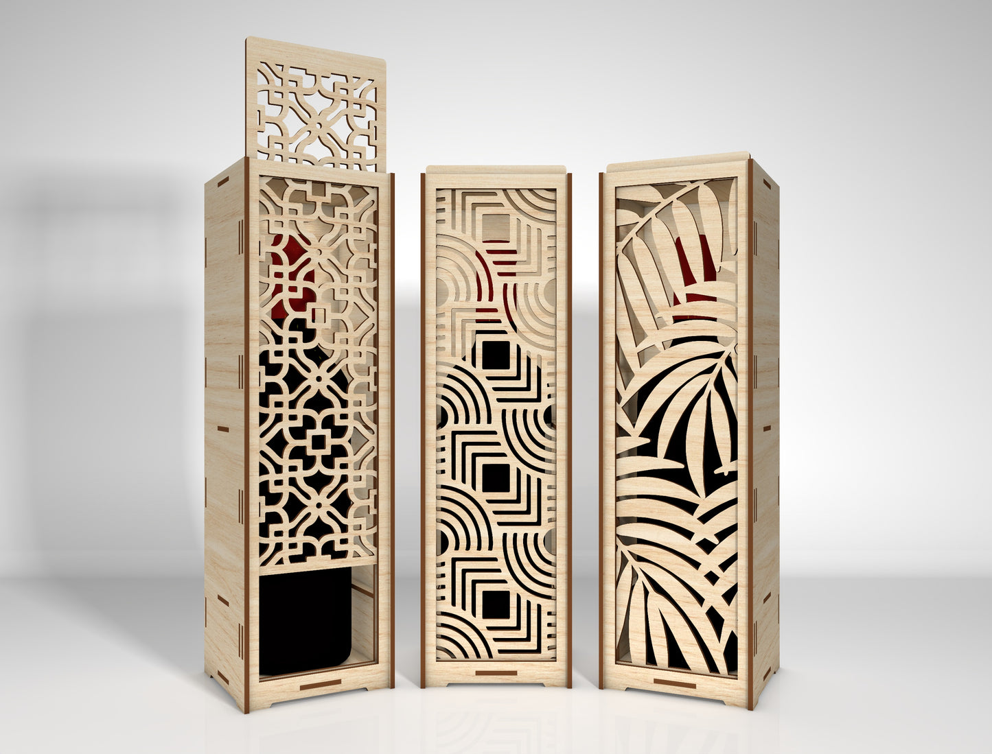 Wine Bottle Box Bundle SVG Laser Cut File for LightBurn and Glowforge