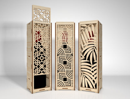 Wine Bottle Box Bundle SVG Laser Cut File for LightBurn and Glowforge