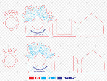 Floral Photo Frame Bouquet SVG Set Wooden Picture for Glowforge