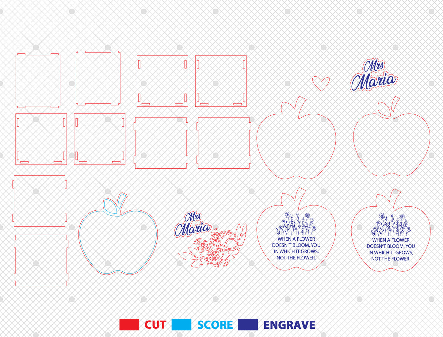Personalized Apple Pencil Organizer SVG for Glowforge and xTool