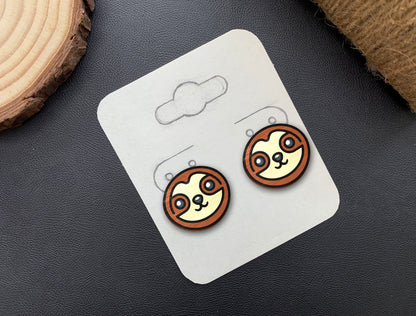 Sloth Stud Earrings SVG Laser Cut File for Glowforge and LightBurn