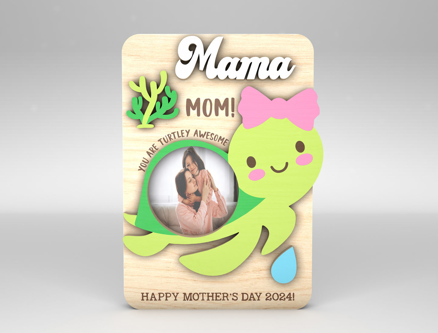 Mom Photo Frame Cute Animal Mother's Day SVG for Glowforge