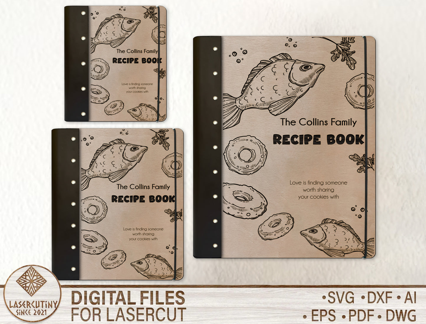 Mother's Day Seafood Recipe Book SVG Cookbook Cover for Glowforge