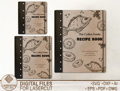 Mother's Day Seafood Recipe Book SVG Cookbook Cover for Glowforge