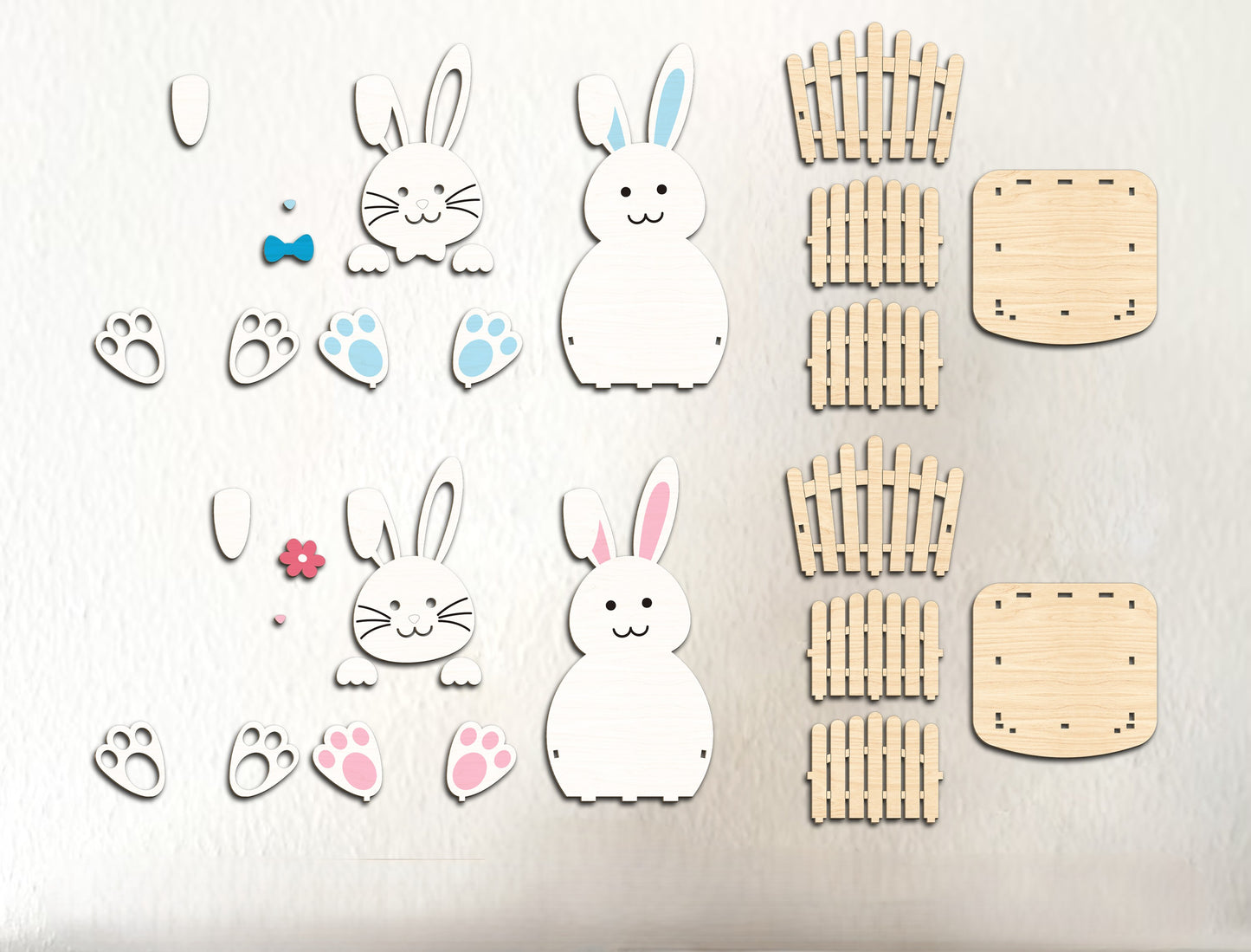 Cute Bunny Basket Holder SVG Easter Decor 2 Designs for Glowforge and xTool