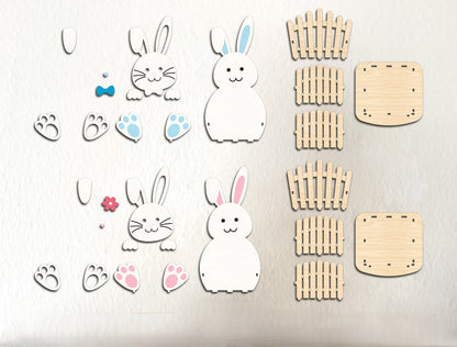 Cute Bunny Basket Holder SVG Easter Decor 2 Designs for Glowforge and xTool