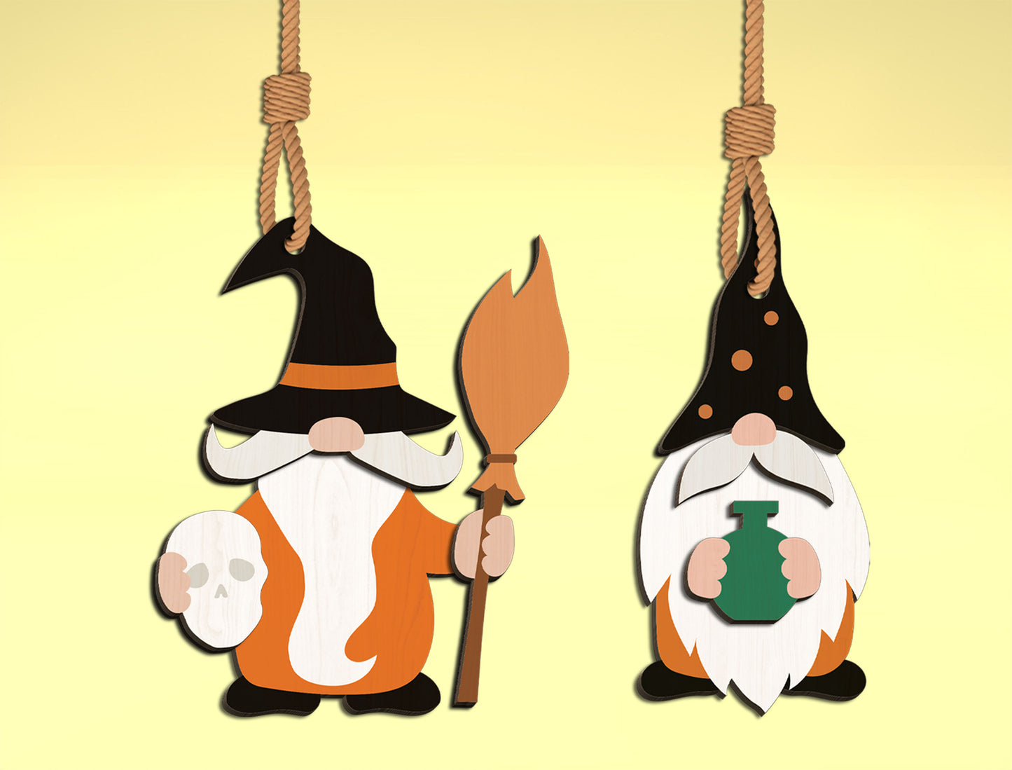 Halloween Witch Gnome Ornament SVG Bundle for Glowforge xTool LightBurn