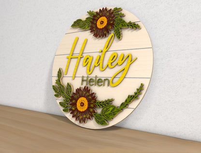 Sunflower Door Sign SVG for LightBurn and Glowforge