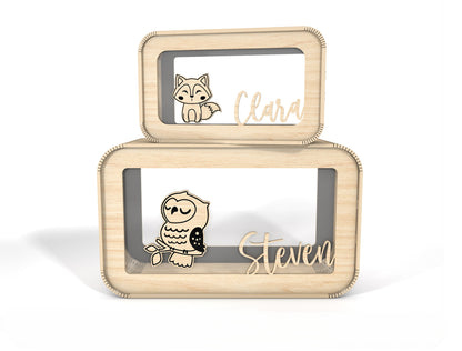 Personalized Animal Money Box SVG Laser Cut File for Glowforge and xTool