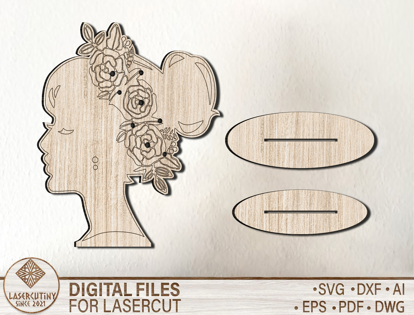 Floral Woman Stand SVG Botanical Female Silhouette for Glowforge
