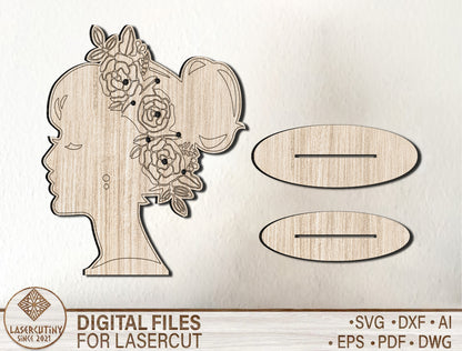 Floral Woman Stand SVG Botanical Female Silhouette for Glowforge