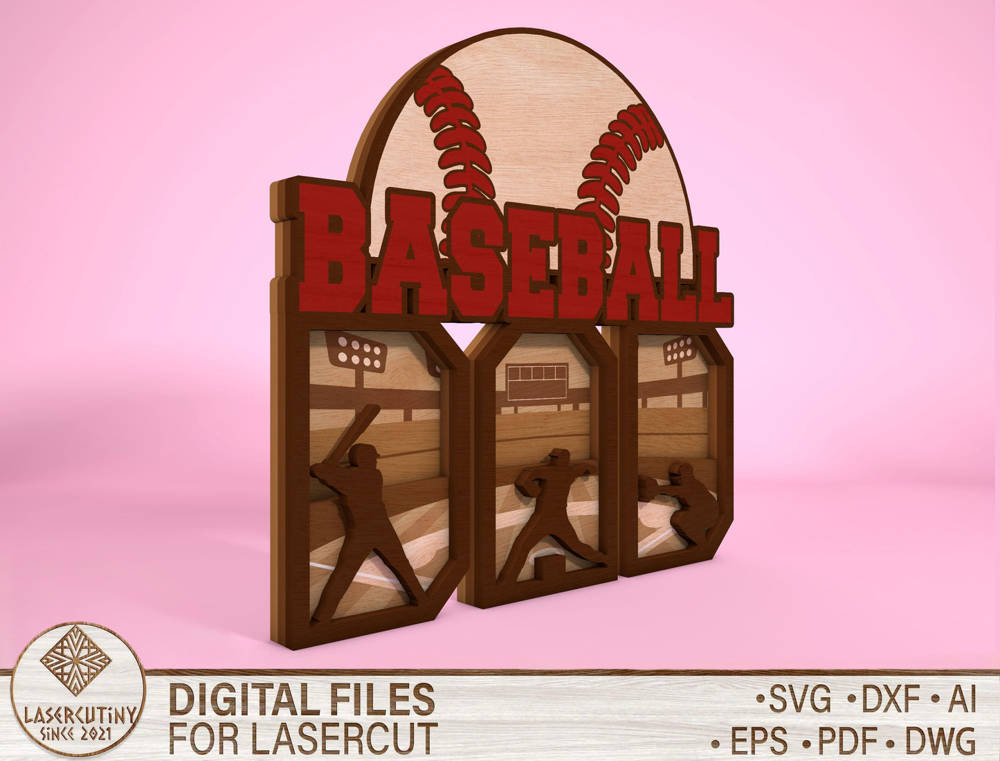 Baseball Dad Sign SVG Laser Cut File for Glowforge and xTool