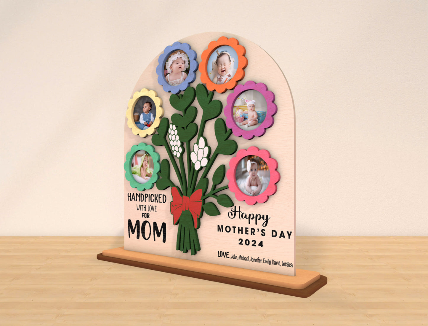 Handpicked With Love Mom Photo Frame SVG Bouquet for Glowforge