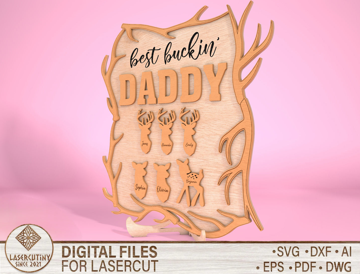 Best Buckin Daddy Hunting Sign SVG Laser Cut File for Glowforge