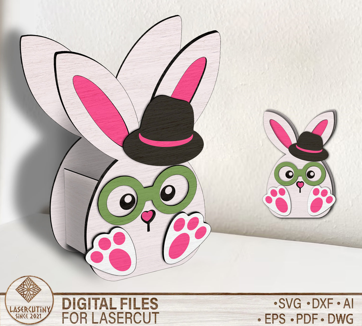 Happy Easter Bunny Egg Basket SVG 6 Designs for Glowforge and xTool