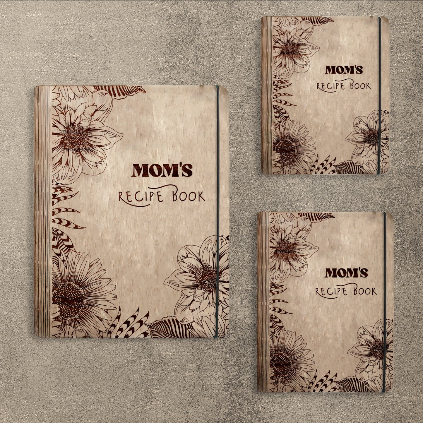 Mom's Minimal Floral Recipe Book SVG Cookbook Cover for Glowforge