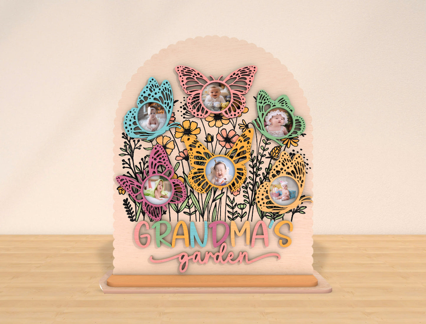 Grandma's Garden Butterfly Photo Frame SVG for LightBurn and xTool