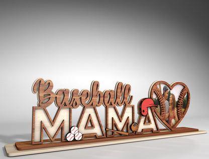 Personalized Sports Mom Photo Heart Sign SVG for LightBurn