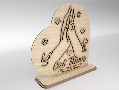 Cat Mom Paw Hands Sign SVG Pet Lover Gift for Glowforge and xTool
