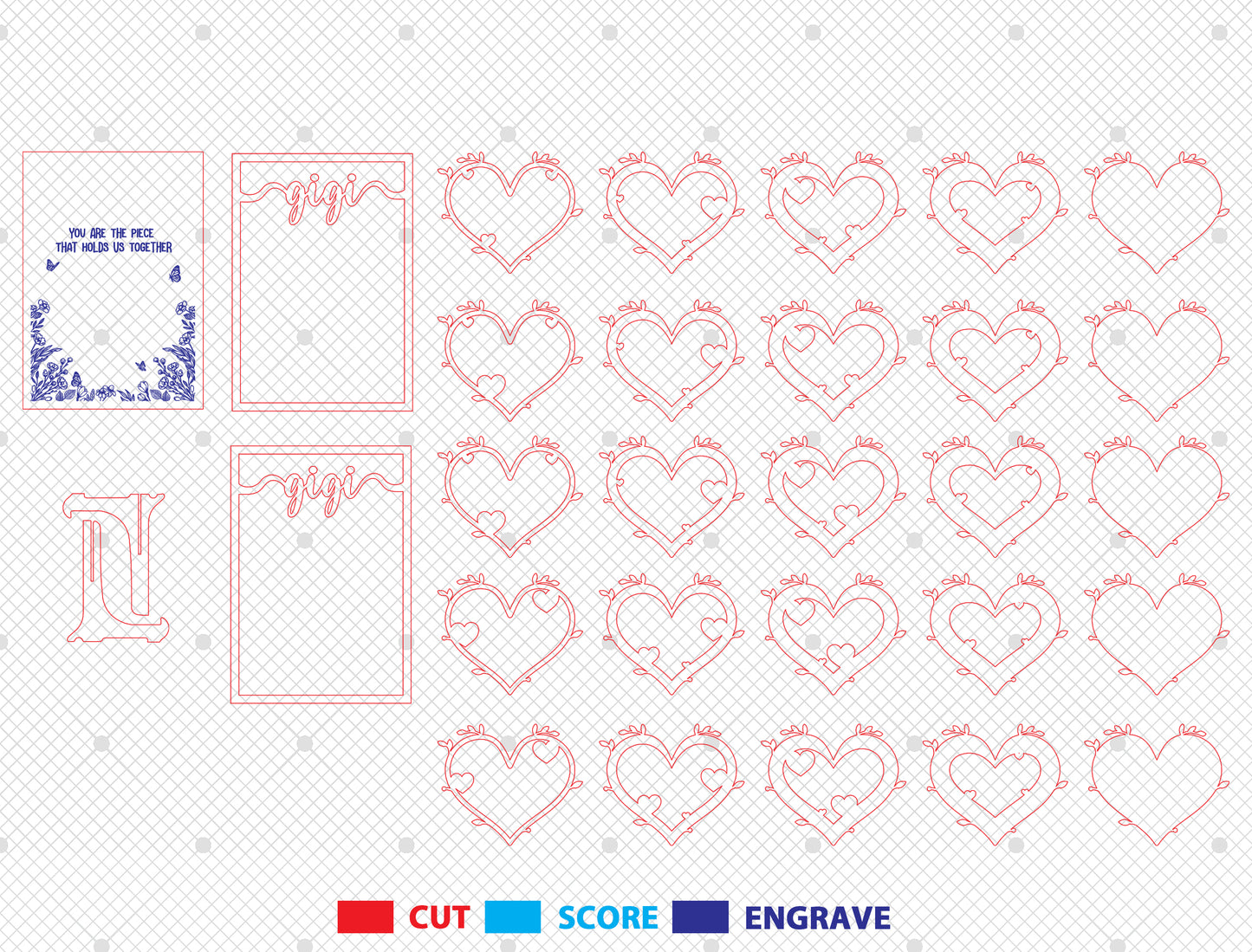 Heart Family Layered Frame SVG Mom Quote Sign for Glowforge and xTool