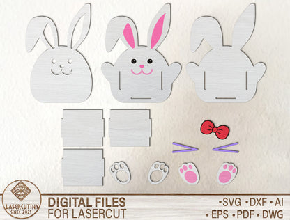 Easter Bunny Bow Egg Holder SVG Cute Bunny for LightBurn and xTool